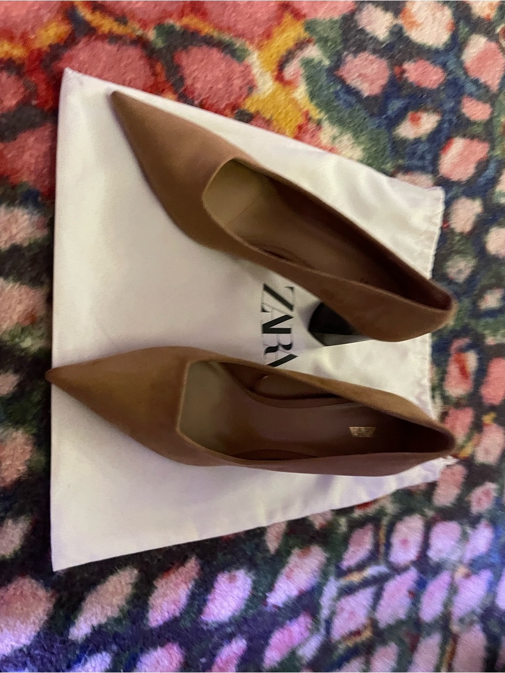Zara Pointed-Toe Tan Leather Pumps
